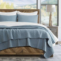 EverGrace x Kinsey Walsh 100% Cotton Cross Stitch Quilt, Queen, Dusty Blue - color: Dusty Blue, size: Full/Queen (92" X 96")