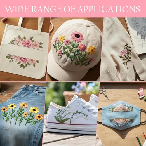 Rngmsi 4 Sheets Bible Flower Water Soluble Embroidery Patterns Stick Stitch