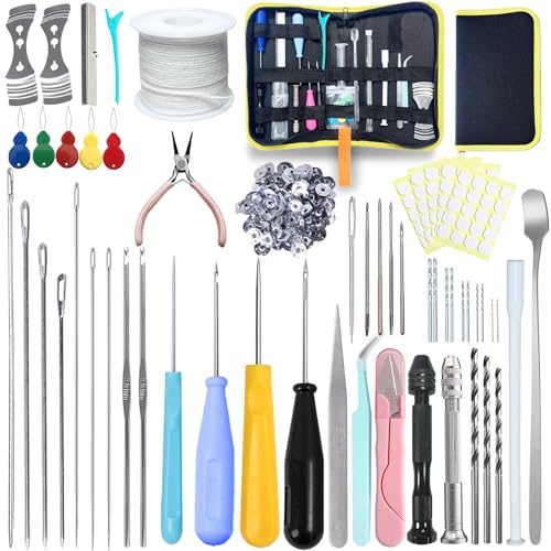 155PCS Adjustable Candle Hole Drill Needle with Candle Wick Roll 200 Ft,Candle Making Kits to Insert Wick in Silicone Molds,Mold Hook & Eye Punch Needle,Big Hole Long Needle,Stickers,Center Holder - color: 155PCS