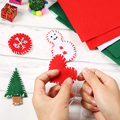 Caydo 12 Pieces A4 Christmas Felt Fabric Sheets, 5 Colors Felt Sheets Craft