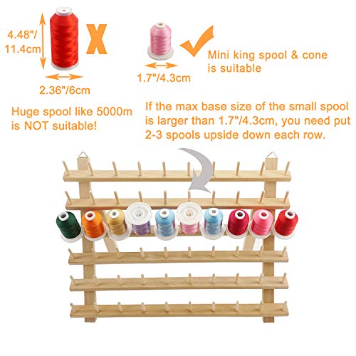 New brothread 60 Spools + 12 Spools Wooden Thread Rack - color: Wood Color - 60+12 Spools