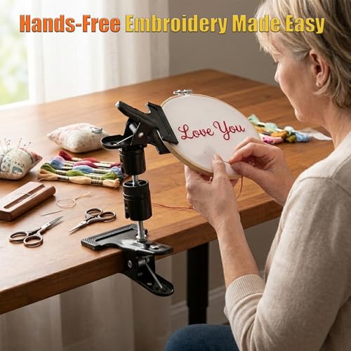 KIYOVELI Embroidery Hoop Stand, Portable Metal Embroidery Stand