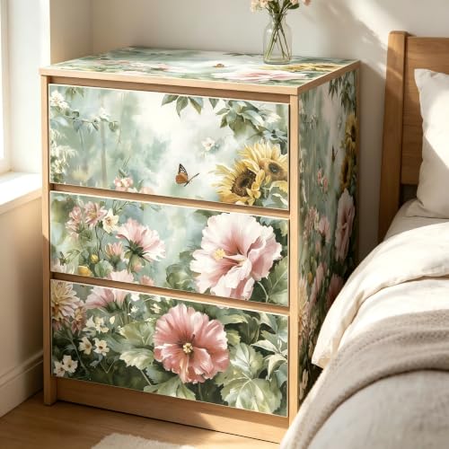 3 Sheets Dreamy Woodland Floral Rub on Transfers for Craft 12×6in - style: Misty Flowers
