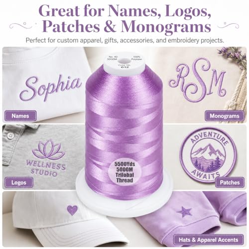 Simthread 5500Yds/5000M 40WT Polyester Embroidery Thread Lilac 612 - color: Lilac-612