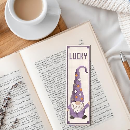 FREEBLOSS 6Pcs Cross Stitch Bookmark Kits Gnome Elf Pattern Stamped Embroidery Bookmarks Beginner Embroidery Kit with Instructions Counted Cross Stitch Kit for Hand Embroidery Gift - style: Gnomes