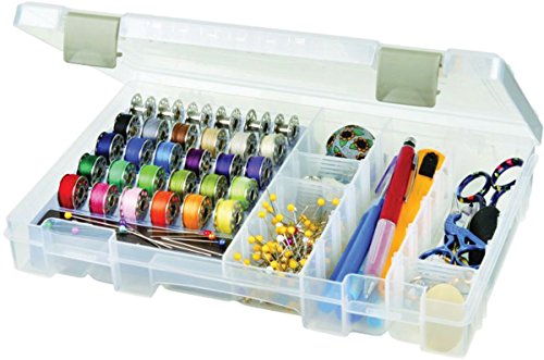 ArtBin 6911AB Sew-Lutions Bobbin/Supply Box Sewing Organizer, [1] Plastic Storage Case, Clear - size: Small - Single Pack, style: Bobbin Supply Box