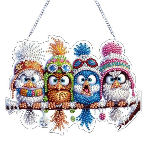 STGLCR Diamonds Art kit for Adult,Birds Pendant Diamonds Painting Art Kit,7.79x5.78inch Acrylic Diamonds Painting Board Kit Ornament, Special Crystal Diamond Hanging Ornament - color: Birds