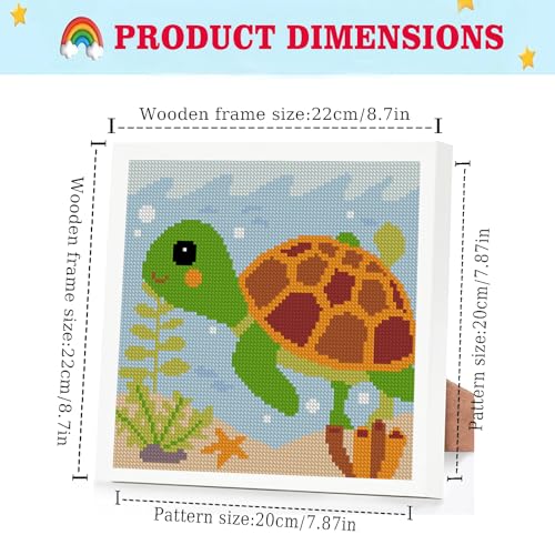 Lzyueyuan Turtle Cross Stitch Kits for Beginners, Stamped Cross Stitch for Adults with Framed,Crafts for Girls 8-12 Embroidery Kit,11CT Cross-Stitch Arts and Crafts for Adults 8.7inX8.7in - color: Cross Stitch-1222-8