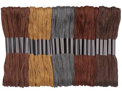 25 Skeins Embroidery Thread, Brown Series Cotton Embroidery Floss - color: Brown Series