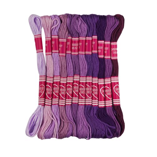 Friendship Bracelet String 12 Skeins, Embroidery Floss Cross Stitch Embroidery Thread Floss Bracelet Making Yarn, Craft Floss (Purple Series) - color: Purple Series