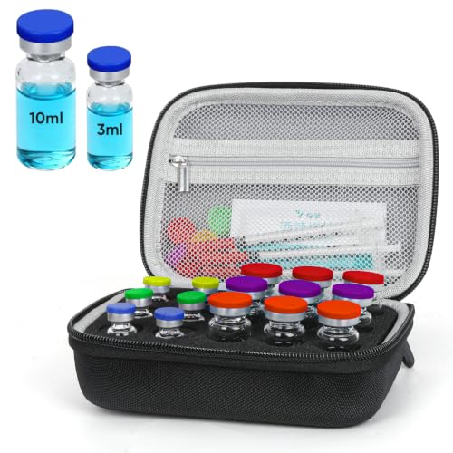 15Slot Peptide Case for Fridge & Insulin Travel Case for 3ml/5ml/10ml Vials - color: 15-slots (Black)