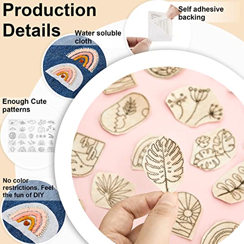 Lewtemi 50 Pcs Flowers Water Soluble Hand Sewing Stabilizers - color: Leaves