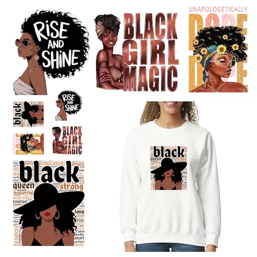 8PCS Melanin-Powered Designs Black Girl Magic Iron On Transfer Patches - style: BWG001