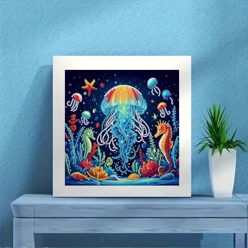 ZQEATRY Jellyfish Special Shape Diamond Art Kits for Adults,5D Diamond Painting Kits for Adults Beginner,DIY Diamond Dots Art Crystal Rhinestones Painting Kits for Home Wall Decor 11.8 X 11.8inch - color: XJ102