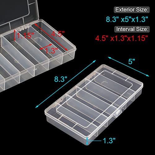 Vidifor 2 Pack 6 Grids Tackle Box Organizer Mascara Brushes Container Fishing Tackle Tray Box Plastic Storage Organizer Container for Crafts, Beads Earrings, Screws, Nail, Pins - size: Small 6 grids 2pcs no dividers