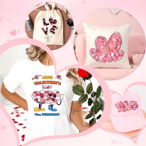 Tintnut Pink Hearts Heat Transfer Vinyl,12 Pcs 12×10in Iron on Vinyl - color: Pink-12