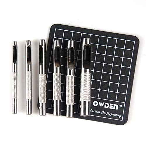 OWDEN 6 Pcs Leather Hollow Hole Punch Set with a Cutting Mat(1/8"-5/16") - size: 6 Pieces