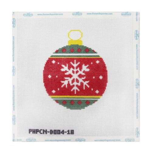 Howie's Needlepoint Bauble Needlepoint Kits for Adults & Beginners, 18 Mesh Printed Needlepoint Canvas, Stamped Patterns Canvas Starter Kits(Christmas Snowflake Bauble,4"x 4") - color: Christmas Snowflake Bauble