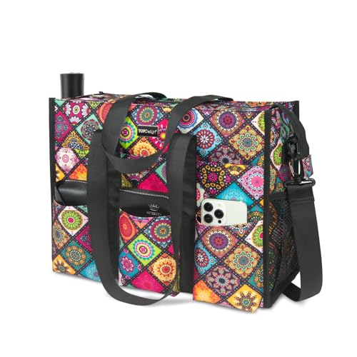 TOPDesign Utility Water Resistant Tote Bag with 22 Pockets, Zipper Closure - color: Yoga, size: Medium