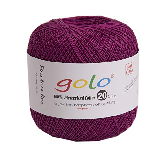 golo Crochet Thread Size 20 Yarn for Hand Knitting Pink Purple Yarn 191 - color: 191 Pink purple