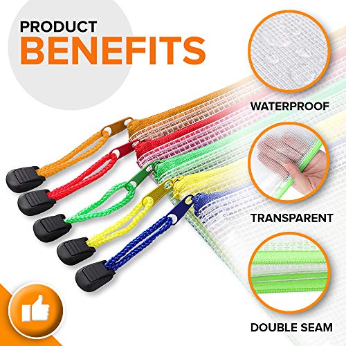 10 Pack Mesh Zipper Pouch Bags A4-13.5x9.5 in Plastic Zipper Pouches for Organizing - Document Bags With Zippers - Letter Size Zippered Pouches - Document Pouch With Zippers - size: 10 Pack A4