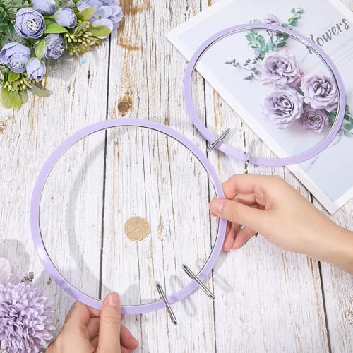 GORGECRAFT 2Pcs Plastic Embroidery Hoops Large Spring Tension Shed Embroidery Hoop Cross Stitch Hoops Darning Circle Round Ring Frame for Handy Sewing Embroidery Cross Stitch Beginners 8.1x7.4x0.9inch - size: 8.1 x 7.4 x 0.9 inch