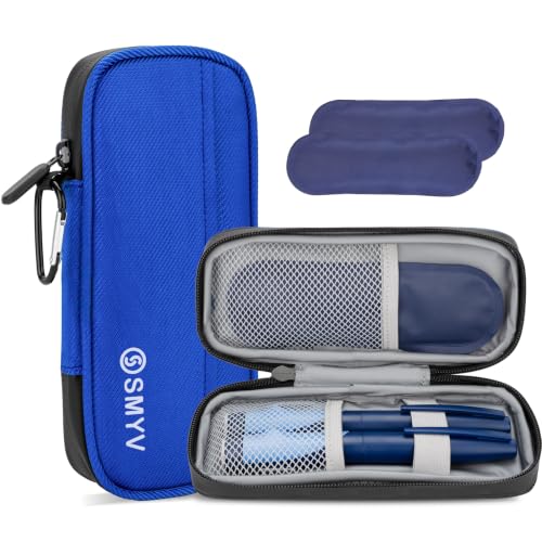 SMYV Insulin Cooler Travel Case with 2 TSA Approved Ice Packs, Blue - color: Soft Blue