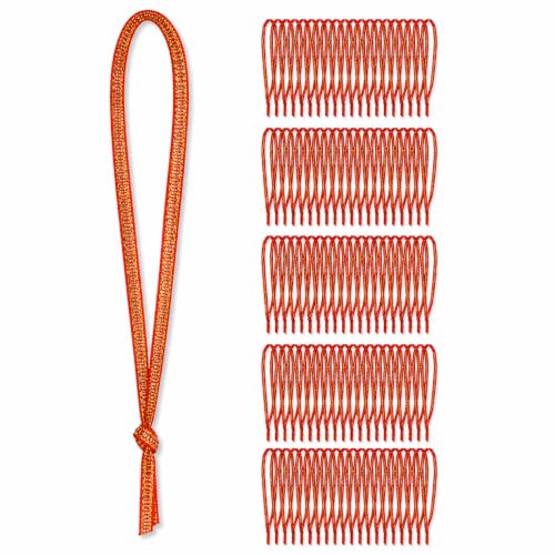 Mandala Crafts Red & Gold Christmas Ribbon Ornament Hangers Loops, 100 PCs - color: Red and Gold