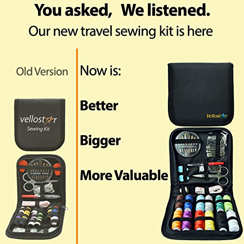 Vellostar Small Sewing Kit for Adults, Portable Needle & Thread Repair Set - color: Small Black