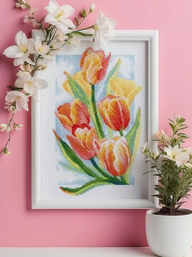 RIOLIS 2191 Spring Glow. Tulips Counted Cross Stitch Kit 8.25 x 11.75 in - style: Spring Glow. Tulips 2191