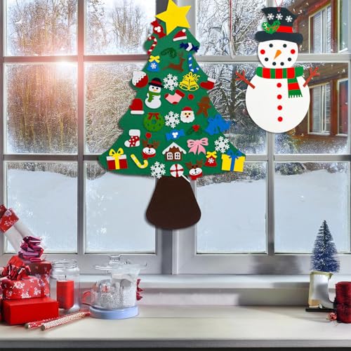 3.2 Feet DIY Felt Christmas Tree with 38PCS Ornaments Hanging Craft Decorations