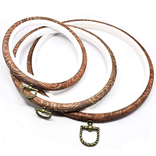 Embroidery Hoops Cross Stitch Hoop Ring Imitated Wood Circle Set Display Frame for Art Craft Handy Sewing and Hanging - Pack of 3 (5.5"+6.7"+8.6") - color: 3pcs Round