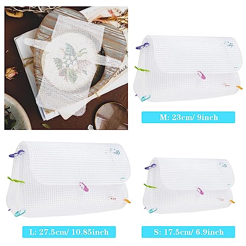 Allazone 58 PCS Clear Plastic Mesh Canvas Sheets for Embroidery, Plastic Mesh Sheets Plastic Canvas with 12 Color Acrylic Yarn for DIY Sewing Bag - color: 58 PCS - Yarn
