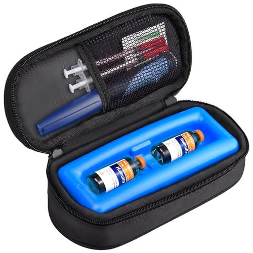Cruxer Insulin Vial Cooler Travel Case (Black),Keep Medication Vial Cool,Portable Insulated Diabetic Medicine Travel Bag,TSA Approved,Small Bottle Storage Kit with Reusable Ice Brick Cooler - color: Black