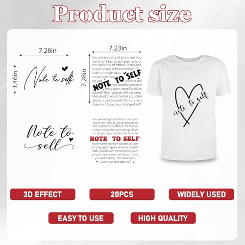 16Pcs Positive Quote Dtf Transfers Ready to Press Note to Self Iron on Transfers for Tshirts Motivational Transfer Vinyl Stickers for Clothing Pillows Bag DIY Crafts - color: Positive