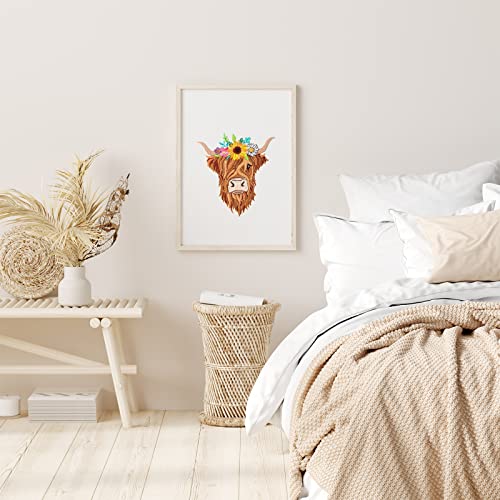 Louise Maelys Highland Cow Floral Embroidery Kit for Beginners Craft - color: kit-11