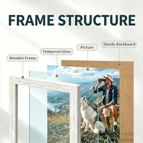 5x7 Hanging Collage Picture Frames Wall Decor, 2-Opening 5x7 Rustic Wood Frame with Hemp Rope Rustic White - color: Rustic White, size: 5x7