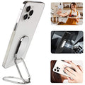 Cell Phone Ring Holder Finger Kickstand, CLZWiiN Foldable 360° Rotation Cellphone Stand for Desk, Office Desktop, Magnetic Car Mount, Metal Multi-Angle for Phone Back Grip (Silver) - color: Silver