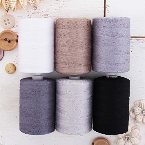 ThreadArt Cotton Quilting Thread Set, 1000M 50/3, 6 Gray Tones - color: 6 GRAY TONES