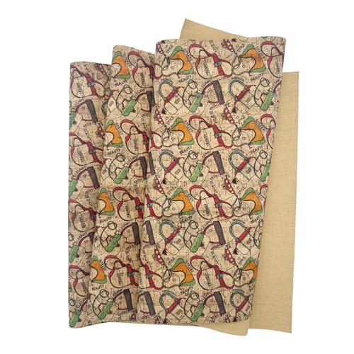 SorenCut Cork Fabric Roll 12 x 52 Inch – Small Bags Print Cork Leather Fabric for Earrings, Bow Making, Bags, Wallets & DIY Sewing Projects – Vegan Leather Alternative Craft Sheet - color: Small Bags
