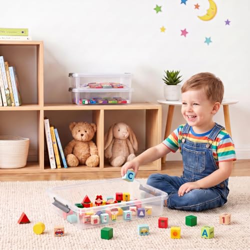 Citylife 5.3Qt 4Packs Clear Craft Organizers and Storage Box, Sensory Bins - size: 5.3 Qt- 4 Pack
