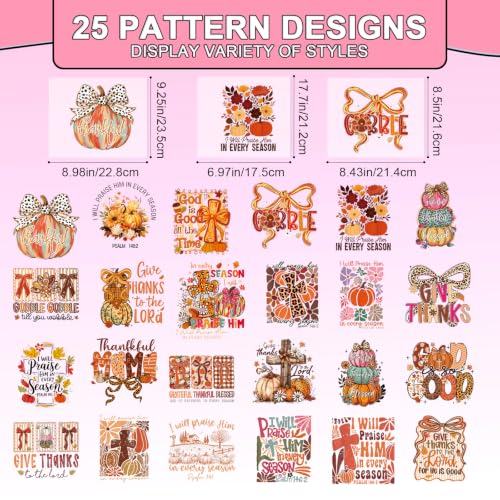 25 Pcs Fall Dtf Transfers Ready to Press Iron on Transfers - color: Autumn Bible Verse