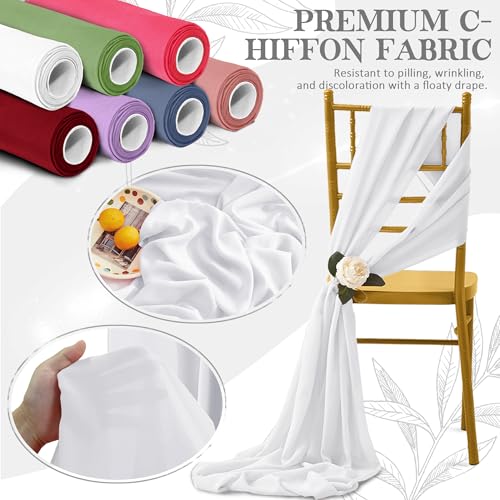 Horbaunal White Chiffon Fabric by The Yard, 5 Yard Precut Sheer Fabric - color: White, size: 5 Yards