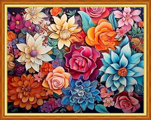Dooxvey Cross Stitch Kits for Adult Beginners - Full Range of Stamped Kits, Needlepoint & Embroidery Kits - 11CT Cross Stitch Patterns - Magic Flower 16x20 inch - color: Manual Arts 04