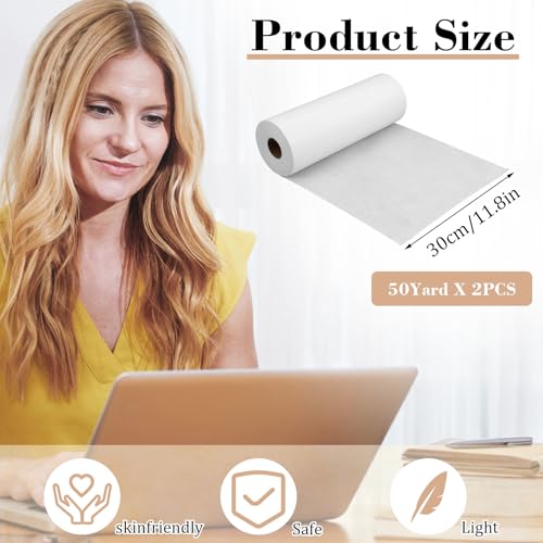 2 Pcs Tear Away Machine Embroidery Stabilizer 12" x 50 Yd Rolls - Medium Weight 1.8 Oz Embroidery Backing for Clothes - Cut into Variable Sizes for Machine & Hand Sewing