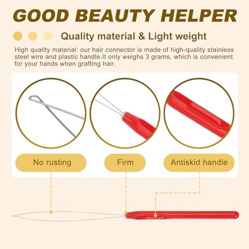 16pcs Hair Extension Loop Needle Threader - 8 Color Plastic Threader Tool for Embroidery, Craft, Quilting, Knitting, Feather Extensions, DIY Craft, Micro Rings, Tufting Gun, Braiding Tools