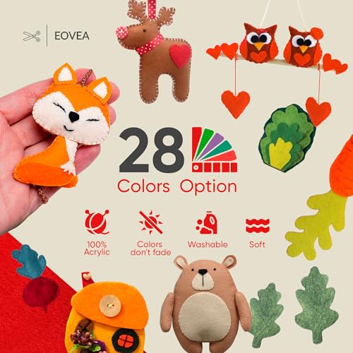 EOVEA | Acrylic Felt Fabric by The Yard | 72" Wide | 1.6mm Thick | Soft & Durable Non-Fraying Felt | for DIY Crafts, Sewing, Upholstery, Costumes & Padding(Red, One Yard) - color: Red, size: 1 Yard