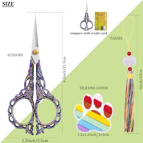 Embroidery Scissors with Cover Stainless Steel，for Sewing Craft