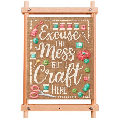 Easy Assembly Cross Stitch Frame - Tool Free Embroidery Frame (18" x 11.1") Needlework Supplies for Embroidery - Scroll Frames for Cross Stitching - Professional Grade Wood Needlepoint Frame