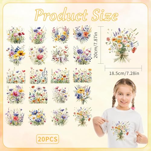 Flower DTF Transfers Ready to Press, Iron on Decals for T-Shirts - color: Flower097